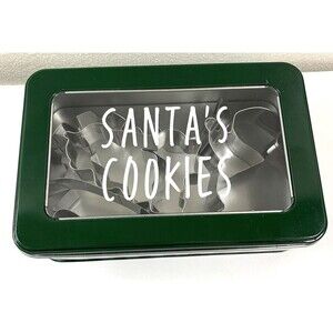 Lot of 6 Santa s Cookie Cutters in Tin Candy Cane Xmas Trees Reindeer Santa New